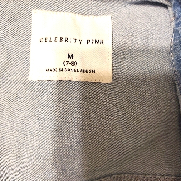 ✨ Celebrity Pink Denim Romper Medium (7-9) Juniors Cute Casual 👖☀️ - Picture 10 of 12